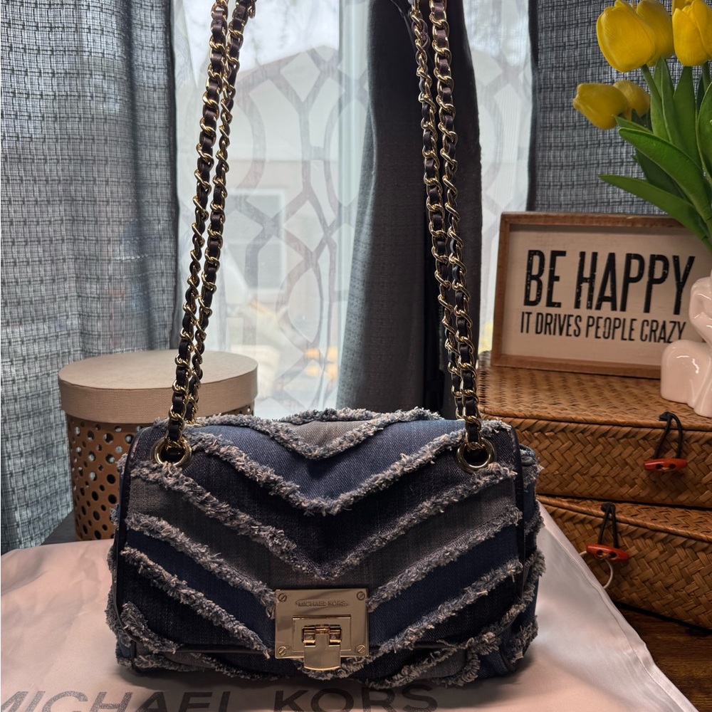 Michael Kors Blue Denim Shoulder Bag